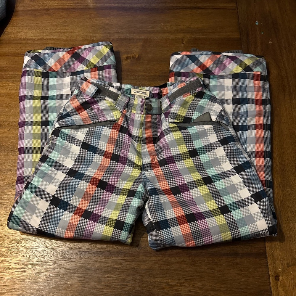 Plaid Colorful Kids Snowpants Snow Board Ski Lined Waterproof Cherokee Size XL